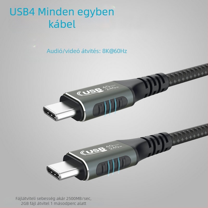 USB-C USB4 Thunderbolt 4 adatkábel, 8K@60Hz, hossz: 0.15–3 m