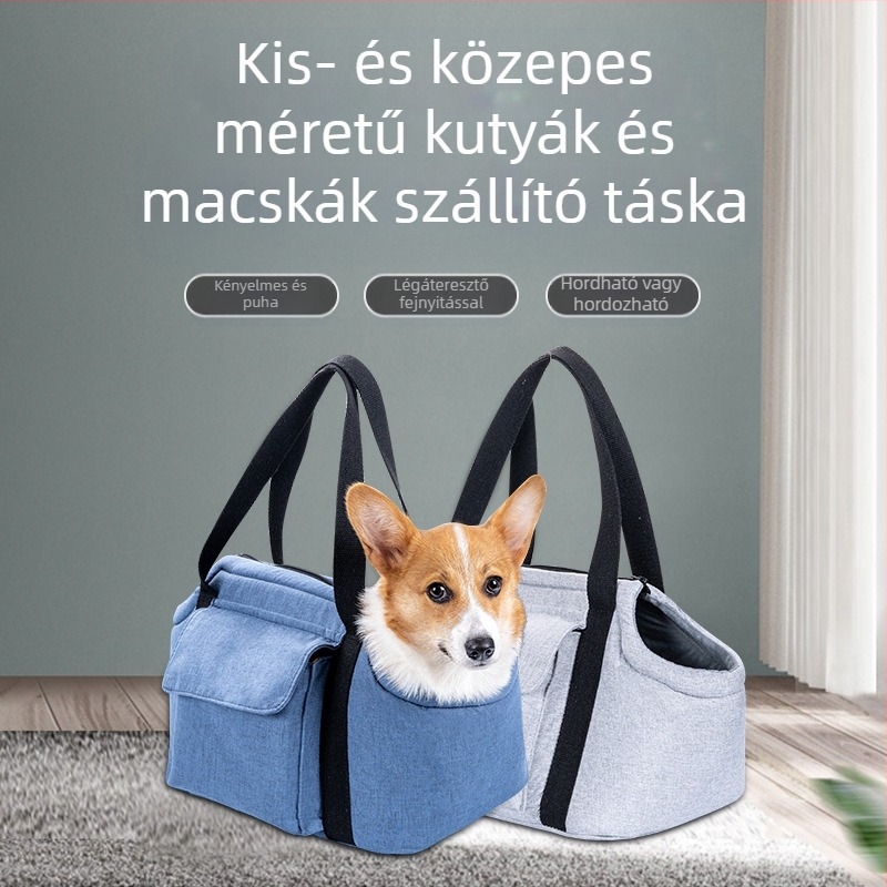 Kisállat utazótáska macskáknak és kutyáknak, minden évszakra, kétszintes, hordozható és összecsukható, lenanyagból
