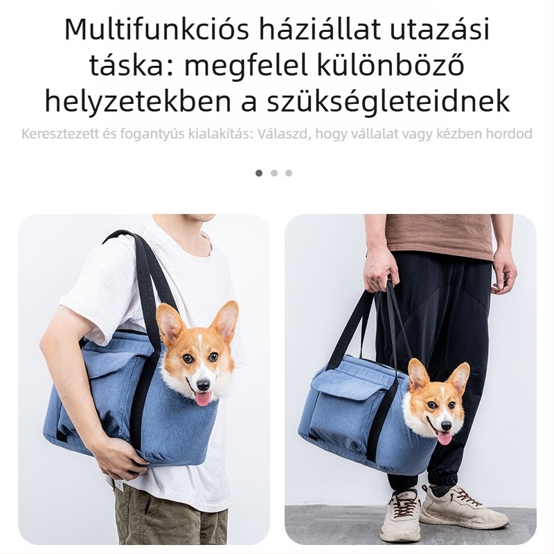 Kisállat utazótáska macskáknak és kutyáknak, minden évszakra, kétszintes, hordozható és összecsukható, lenanyagból