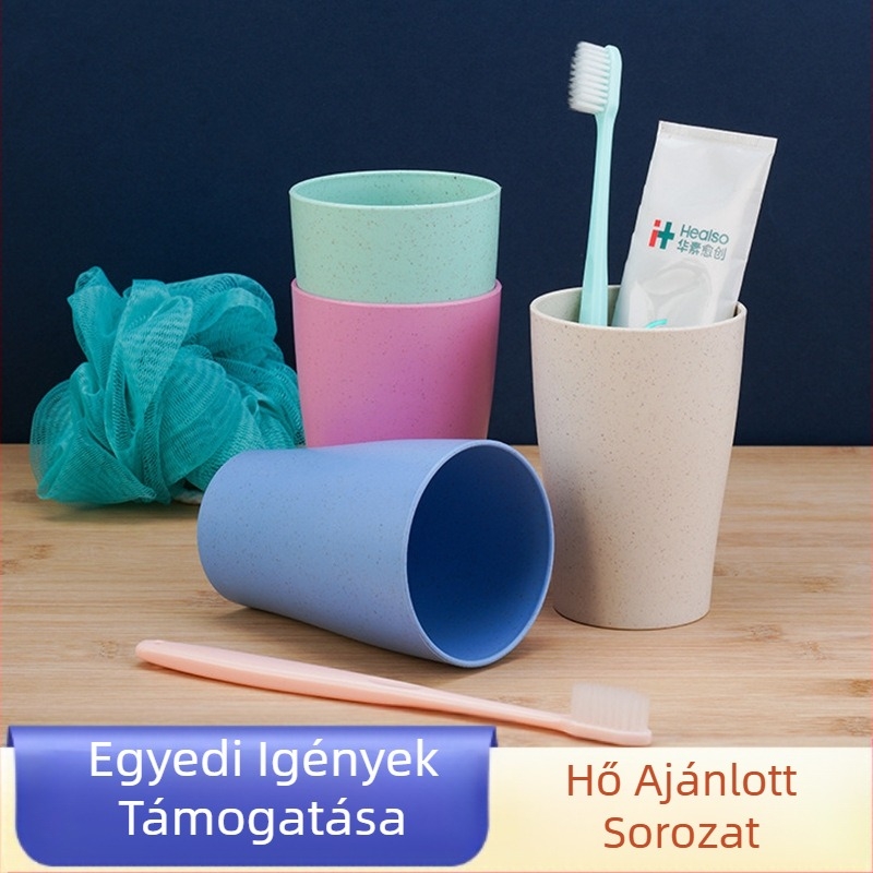 Búzaszálból készült fogkefés pohár, logó nyomtatással, testreszabható, Fugue Industry márka