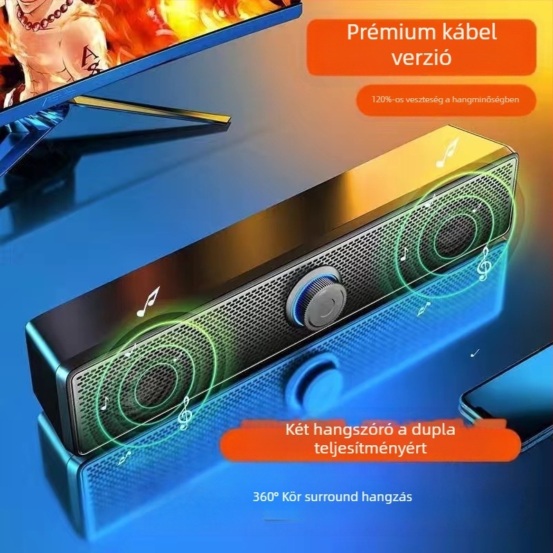 Bluetoothos asztali PC-hangszórók, USB bemenet, 2.0 sztereó, 6W teljesítmény, 5V tápegység