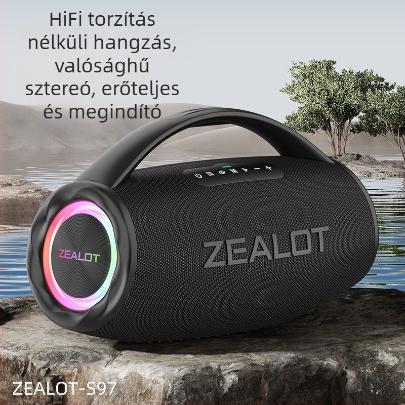 ZEALOT Fanatic S97 80W Bluetooth 5.2 hordozható kültéri hangszóró 4 hangszóróval, beépített 6000mAh akkumulátor, IPX6