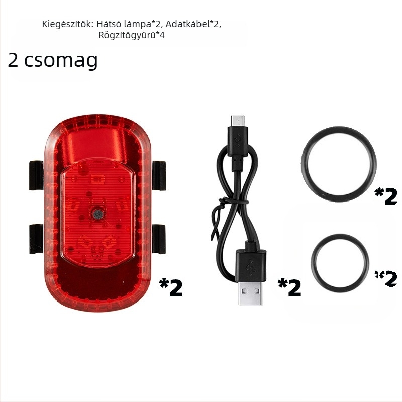 YH USB-újratölthető kerékpár fénykészlet: hátsó lámpa, riasztó fény és sisakfény