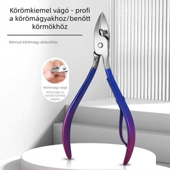 18 részes körömápoló készlet gradientes felülettel, tartalmaz körömvágót, kutikula csipeszt, halott bőr eltávolítót és pedikűr eszközöket; anyag: rozsdamentes acél + szénacél; OEM márka; súly 230 g