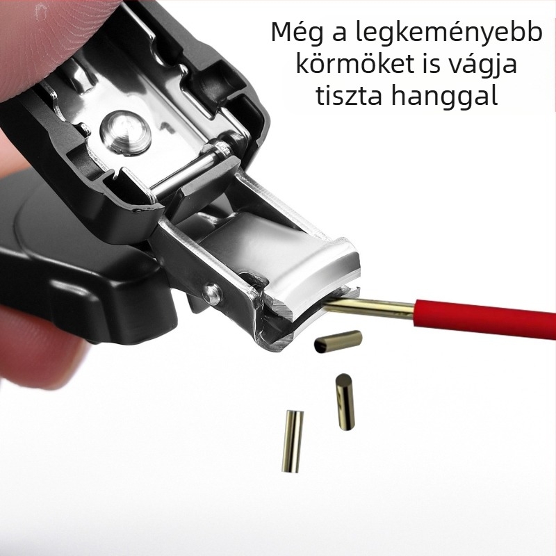 Kulcstartóval ellátott összecsukható körömvágó, rozsdamentes acél, hordozható grooming eszköz