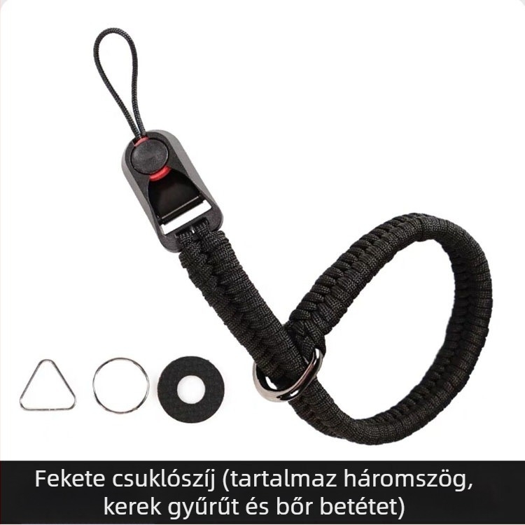 Kézzel font kamera csuklószíj gyorskioldó csattal, DSLR és mirrorless kompatibilis, nagy teherbírás és lopás elleni védelem