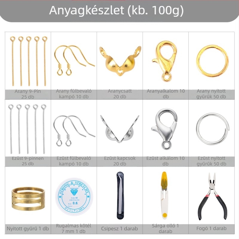 Üveggyöngyök készlet, elektroplatált kör gyöngyök, nemes mintázat