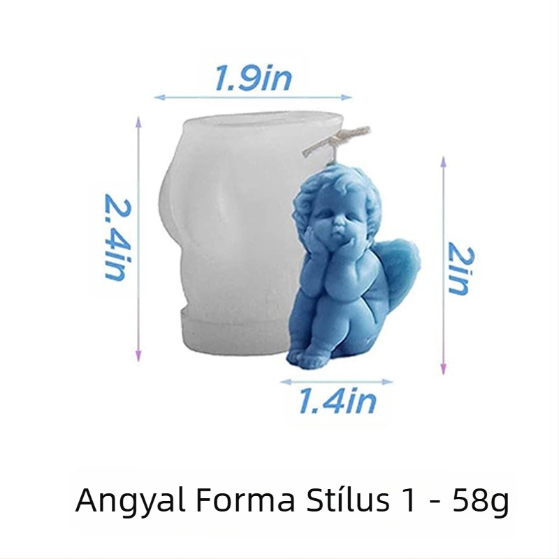 3D szilikon gyertyaforma – kis angyal, szabálytalan alak, öt típus gyertyákhoz és csokoládé desszertekhez