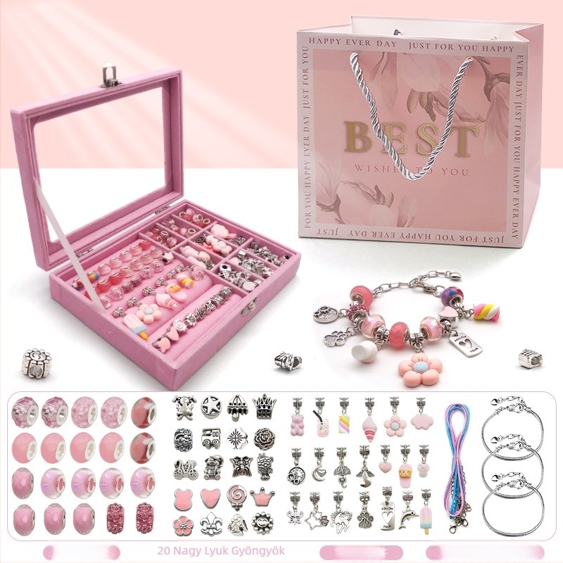 DIY ékszerdoboz készlet kilenc rekesszel, ötvözet, elektroplakálás, rajzfilmszerű stílus, friss és édes, tavasz 2023 kiadás