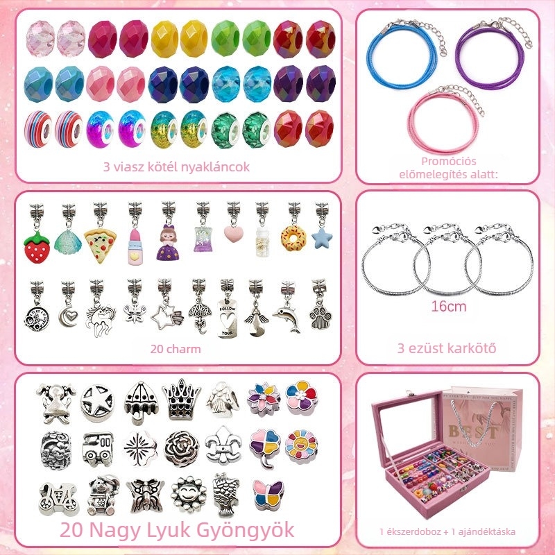 DIY ékszerdoboz készlet kilenc rekesszel, ötvözet, elektroplakálás, rajzfilmszerű stílus, friss és édes, tavasz 2023 kiadás