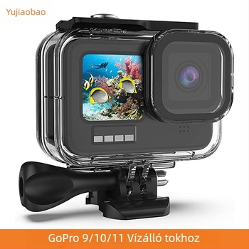 GoPro Hero9-11 vízálló védőhéj – Yujia Bao, környezetbarát PC anyag, kompatibil Hero9-11-tel, tartalmaz alapot, hosszú csavarokat és csomagoló dobozt; logó nyomtatva OK