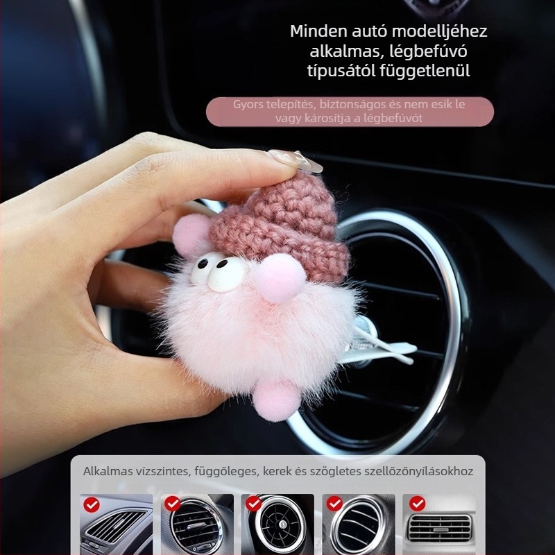 Autó aromaterápiás illatosító az autó szellőzőnyílásához – aranyos Cartoon dizájn, textile anyag, dekoráció