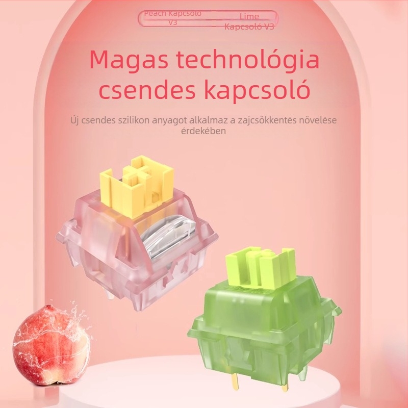 Gott Peach v3 / Lime v3 mechanikus billentyűzet kapcsolók, csendes, 5-tűs, hot-swappable, testreszabott, OEM feldolgozás