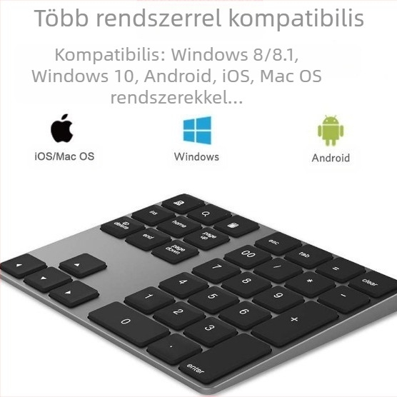 BT308 34 gombos Bluetooth numerikus billentyűzet, alumíniumötvözet, általános kompatibilitás