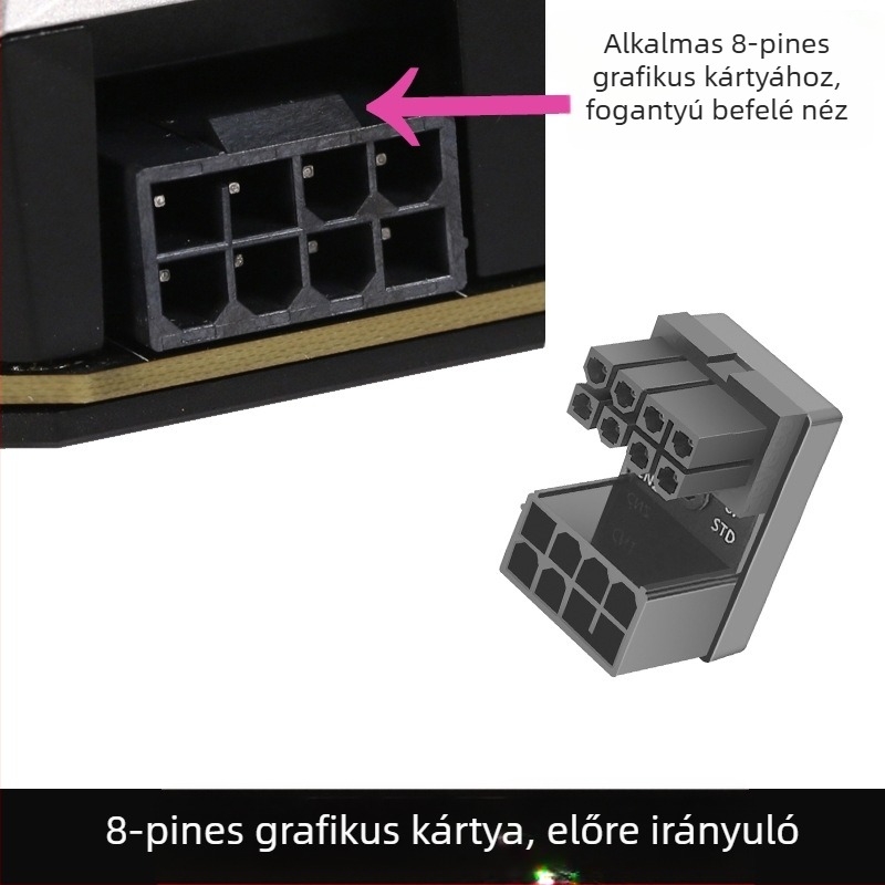GPU tápegység csatlakozó 180°-os hajlítás ATX 6PIN/8PIN, Moonlight modell, ABS anyag, csúszásmentes dizájn