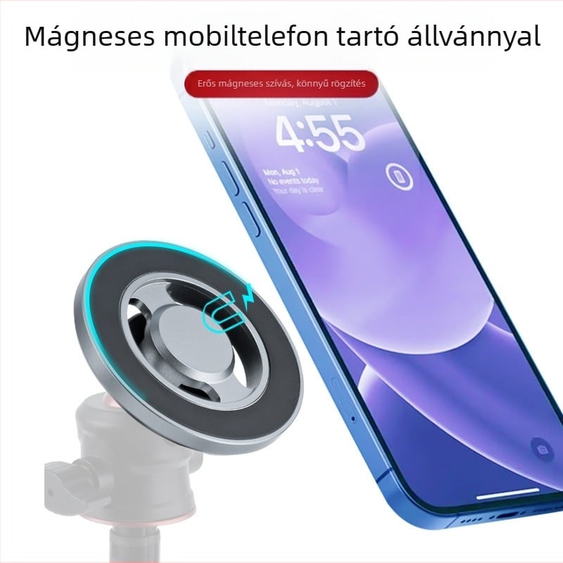 Mágneses gyűrűs telefontartó ötvözetből, univerzális, kompatibil az iPhone 16/15-tel