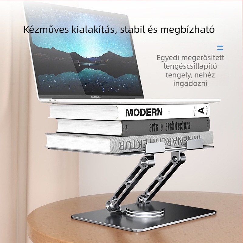 Laptop- és tablet-tartó - forgó, állítható, összecsukható, hordozható, alumíniumötvözet