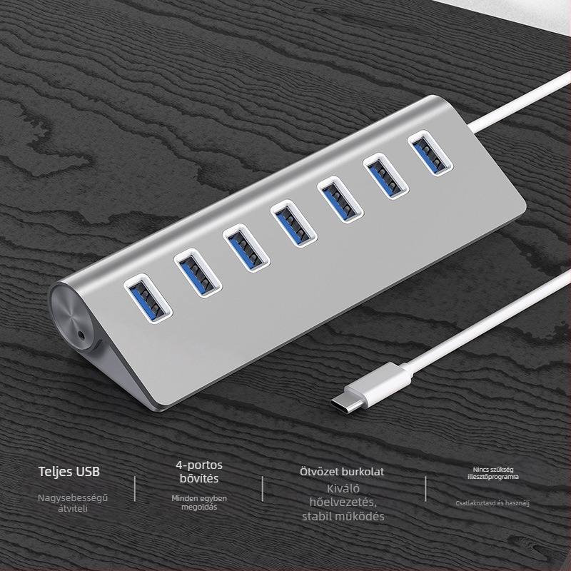 7-por USB 3.0 hub DC tápegységporttal | USB 3.0 interfész | 5 Gbps átviteli sebesség | 30 cm kábel