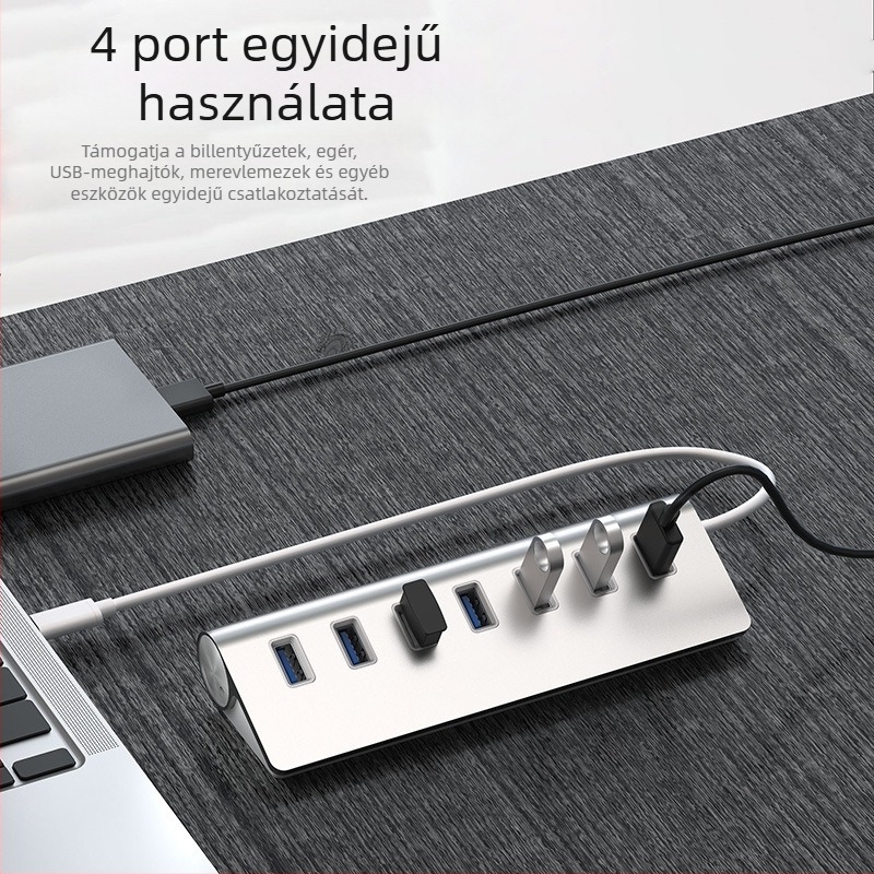 7-por USB 3.0 hub DC tápegységporttal | USB 3.0 interfész | 5 Gbps átviteli sebesség | 30 cm kábel