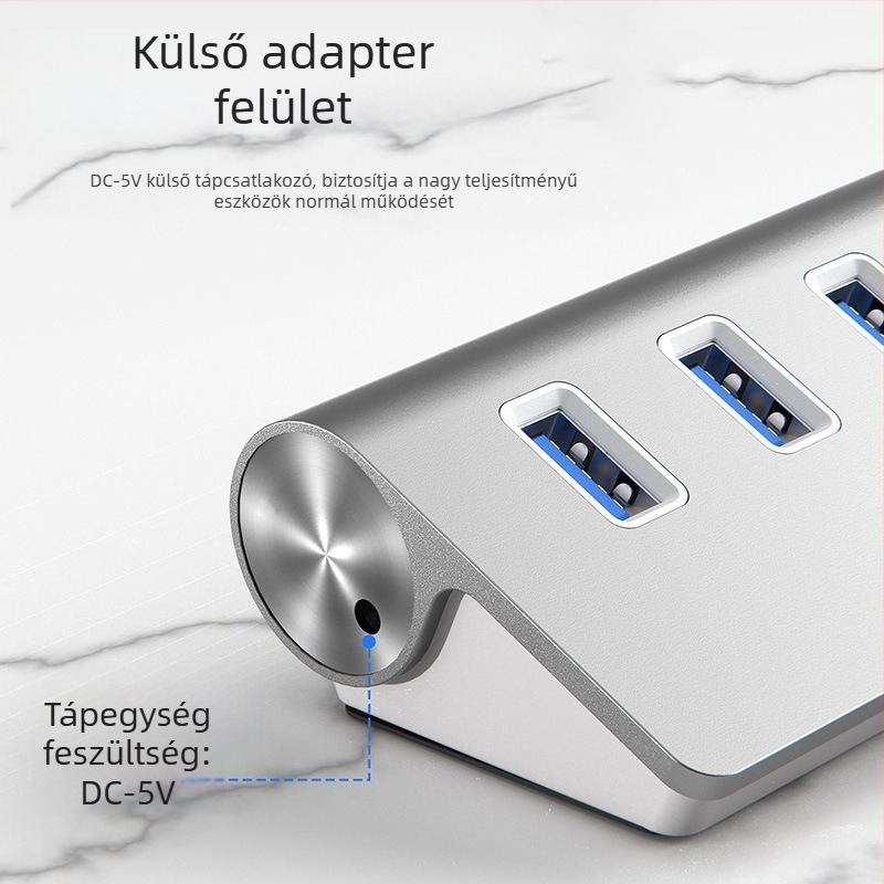7-por USB 3.0 hub DC tápegységporttal | USB 3.0 interfész | 5 Gbps átviteli sebesség | 30 cm kábel