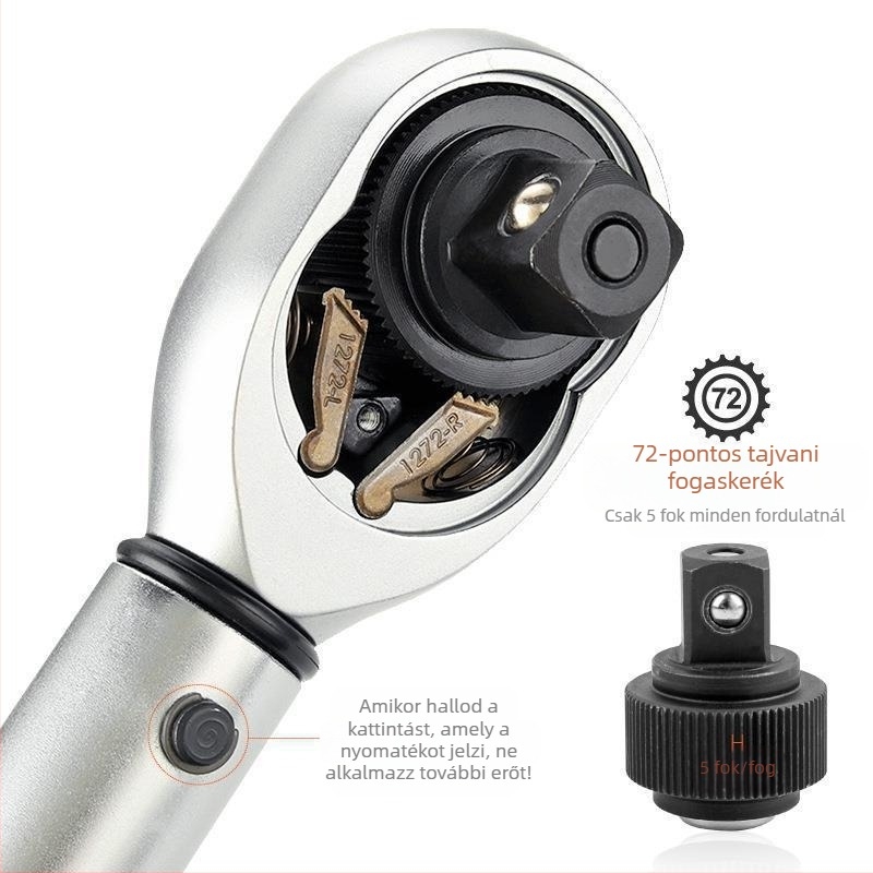 Állítható nyomatékkulcs könnyített markolattal, króm-vanádium acélból, ±3% pontosság, gyújtógyertya cseréhez autók és motorkerékpárok számára