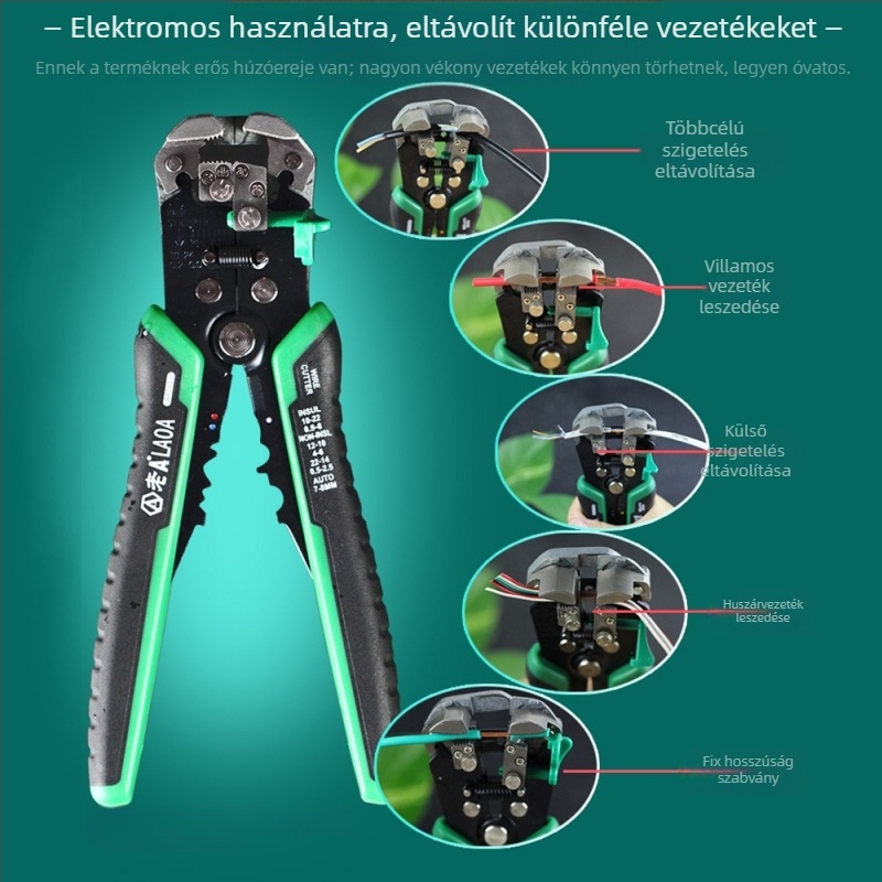 Old A Többcélú automata vezetékszigetelő fogó, elektromos szerelőknek, modell LA815138, tömeg 0,35 kg
