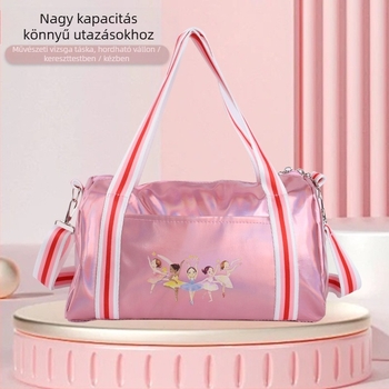 PU-ból készült tánctáska lányoknak, nagy kapacitású, görbült vállpánt, belső nylon bélés, betűs minta (Anyag PU; Belső bélés nylon; Stílus gyerekes; Kapacitás nagy)