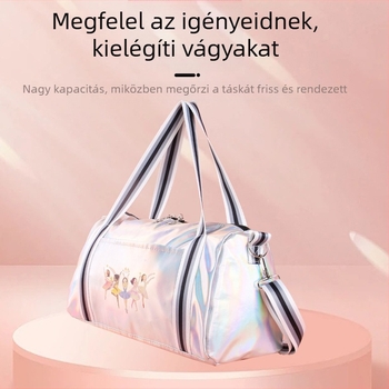 PU-ból készült tánctáska lányoknak, nagy kapacitású, görbült vállpánt, belső nylon bélés, betűs minta (Anyag PU; Belső bélés nylon; Stílus gyerekes; Kapacitás nagy)