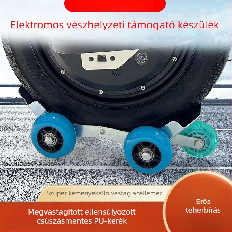 Elektromos háromkerekű booster – magas széntartalmú acél, összecsukható kopásálló kerekek, 360° kormányzás, hordozható kialakítás