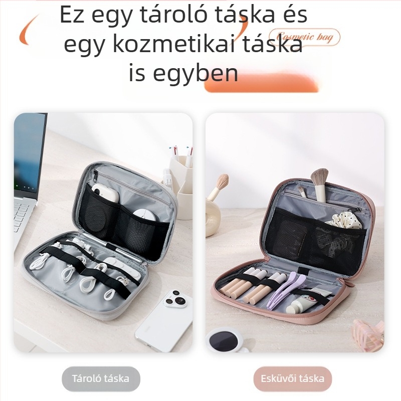 Kozmetikai táska, kocka alakú utazáshoz, könnyű poliészter sminktároló