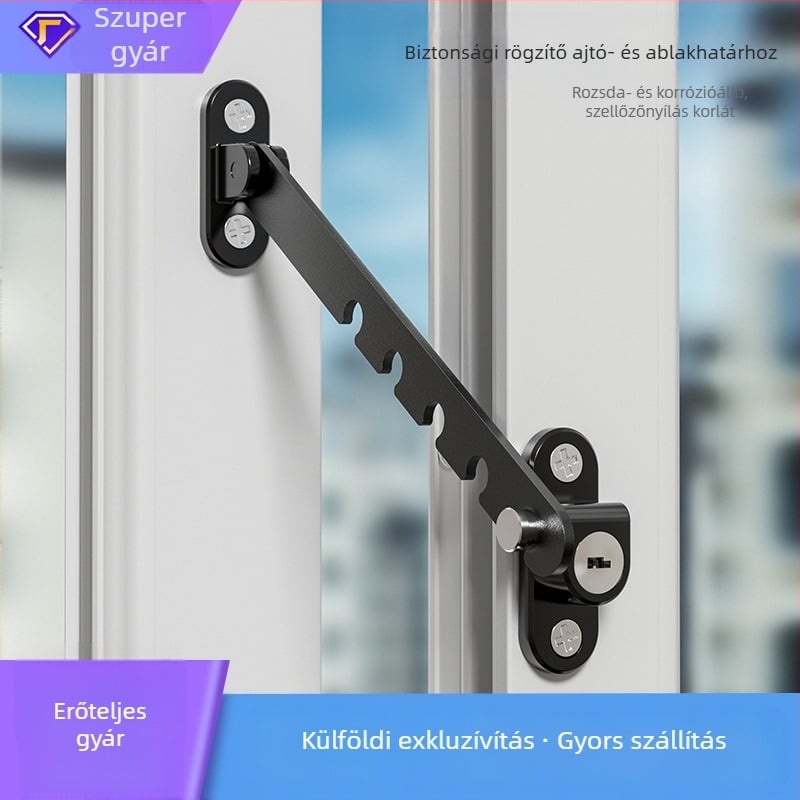 Jiasibei szénacél ajtó- és ablakhatároló és biztonsági zár – FT903/FT904, szélvédett tartó