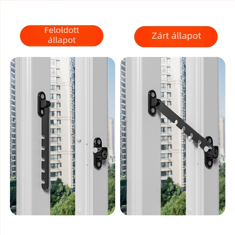 Jiasibei szénacél ajtó- és ablakhatároló és biztonsági zár – FT903/FT904, szélvédett tartó