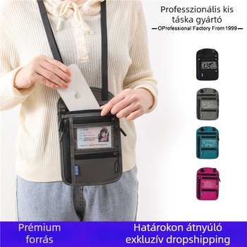 RFID-védett útlevél tartó, nylon, vízálló, tárolható, városi egyszerűség stílusú