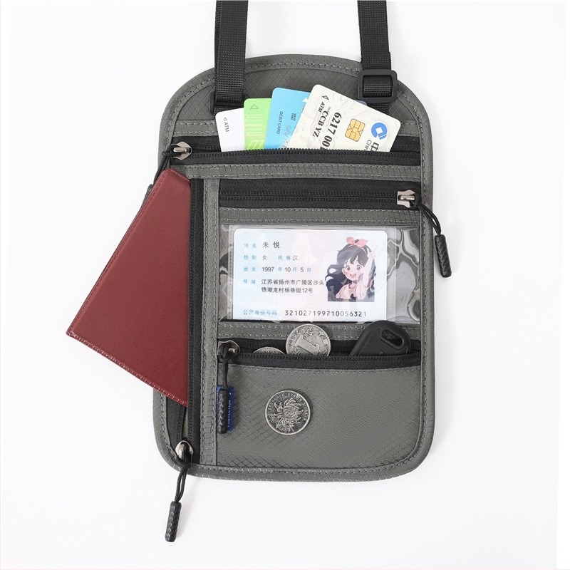 RFID-védett útlevél tartó, nylon, vízálló, tárolható, városi egyszerűség stílusú