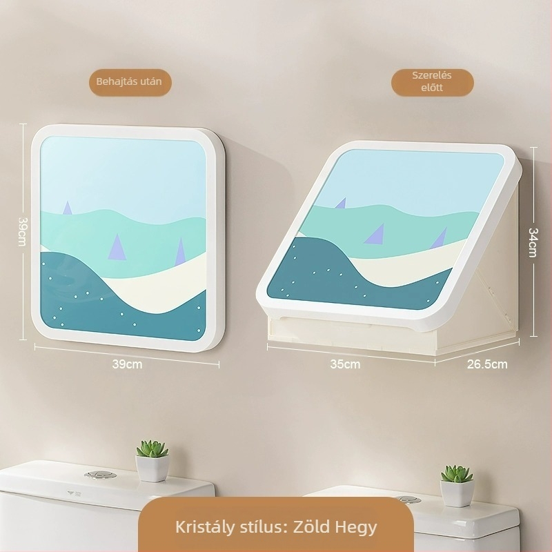 Fali fürdőszobai ruhatartó szekrény, vízálló, fúrás nélküli, összecsukható, műanyagból, modern minimalista stílus.