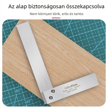 Szénacélból készült, magas precizitású, 90°-os L-alakú derékszögmérő, faiparhoz