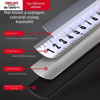 Mérőszalag vastított acél szalaggal, szélesebb pengével, ütésálló, vízálló, ipari minőségű