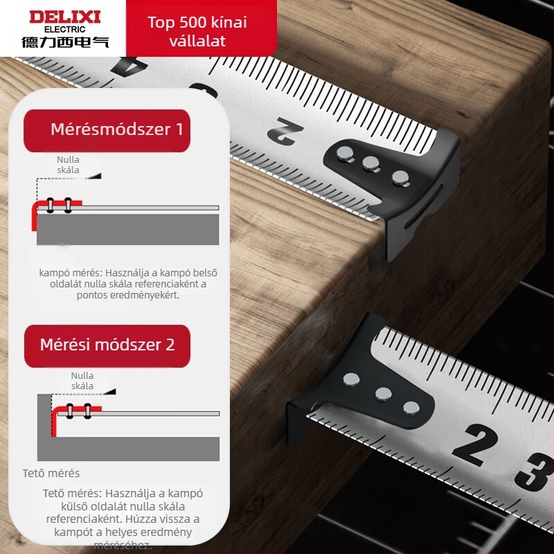 Mérőszalag vastított acél szalaggal, szélesebb pengével, ütésálló, vízálló, ipari minőségű