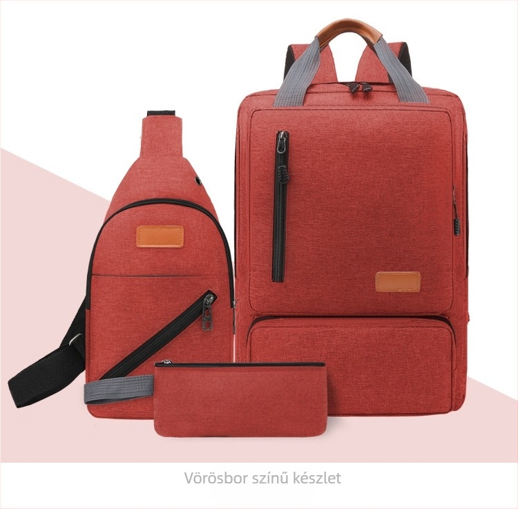 Három részes utazó hátizsák készlet laptop rekesszel, uniszex mindennapi üzleti hátizsák, Oxford anyag, kapacitás 20–35 L, dupla vállpántok