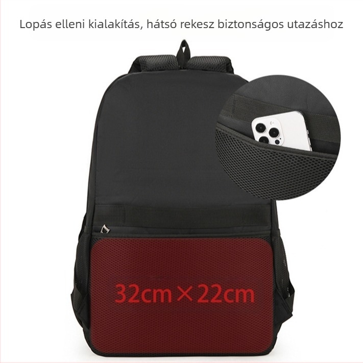 Unisex hátizsák üzleti utazásokhoz, 20–35L, 14 hüvelykes laptophoz, Oxford anyag, légáteresztő, ívelt vállpántok