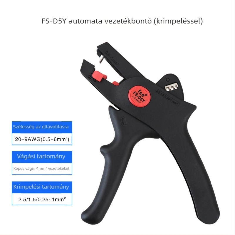 D5 Könnyű automata vezetékbontó fogó, szigetelt, hegyes szájú, súly 0.2, Eredet: Kína