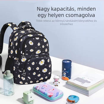 Háromrészes iskolatáska készlet chrysanthemum mintával, Oxford anyagú hátizsák, nagy kapacitás, uniszex, 5–6. osztályosoknak, modern stílus