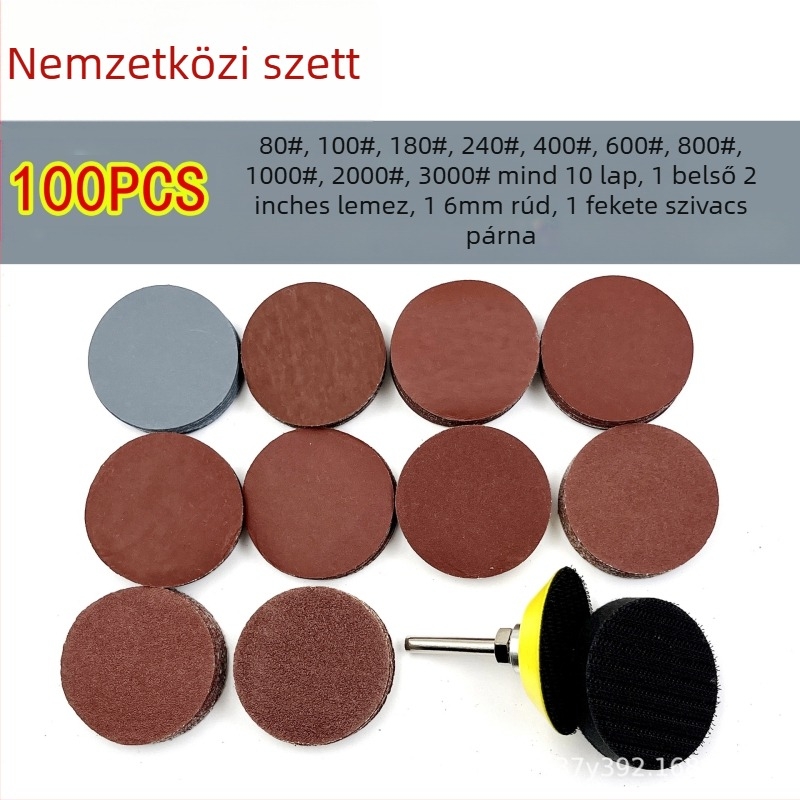 Flokkolt hátlapú csiszoló korong készlet, önragasztó, alumínium-oxid, csiszoláshoz és polírozáshoz, fa/fém/ipari alkalmazások