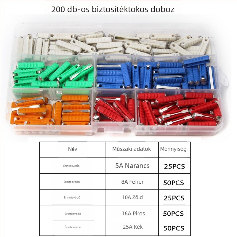 Autóipari csőbiztosítók, 200 darabos készlet, 5A-40A, Xinrong Technology, autóelektronika számára