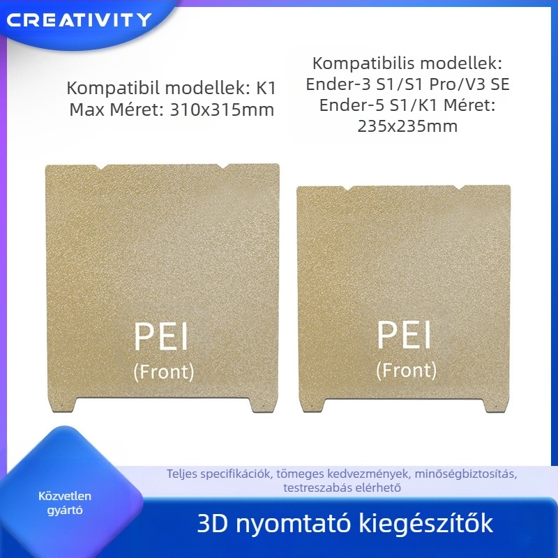 K1/K1MAX Ender-3S1/S1PRO PEI mágneses rugóacél kétoldalas nyomtatási felület