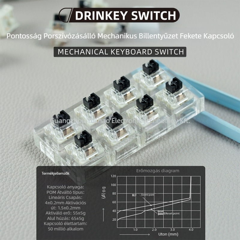 Mechanikus billentyűzet kapcsoló, lineáris, hot-swappable, RGB háttérvilágítással, kompatibilis 87 billentyűig