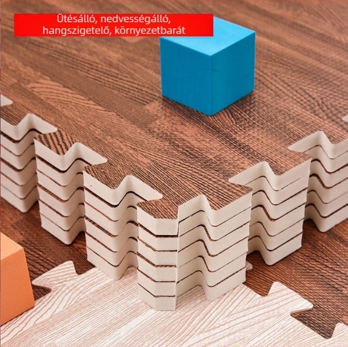 Fa mintázatú EVA hab interlocking játék matrac csíkos mintával — csúszásmentes babáknak