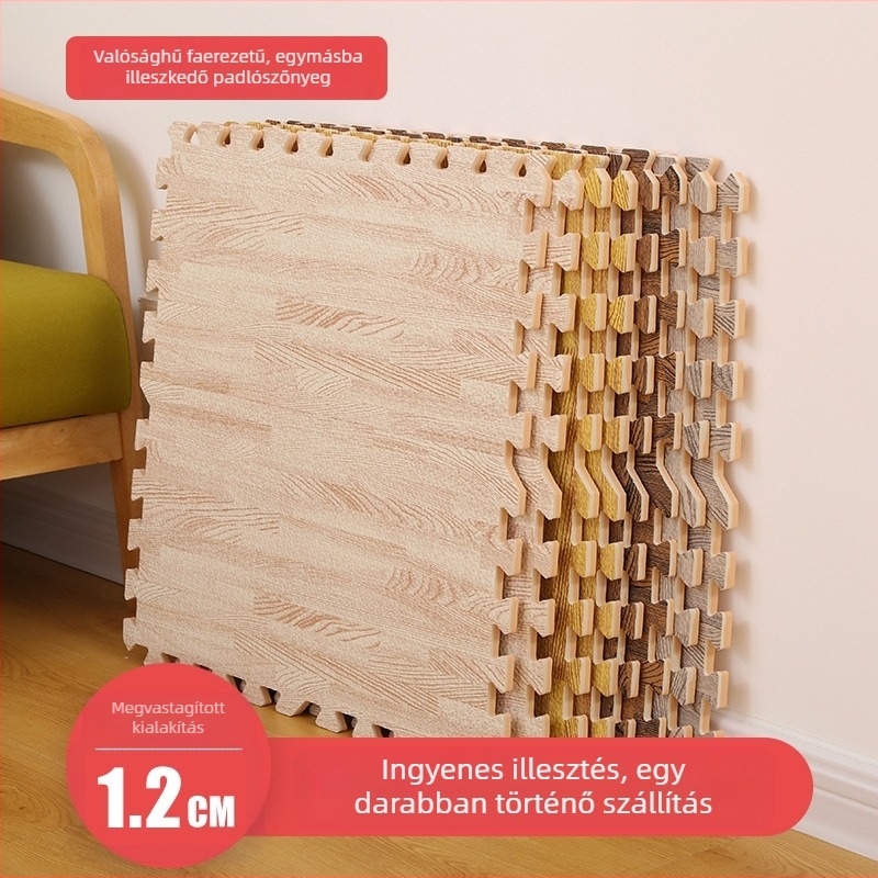 Fa mintázatú EVA hab interlocking játék matrac csíkos mintával — csúszásmentes babáknak