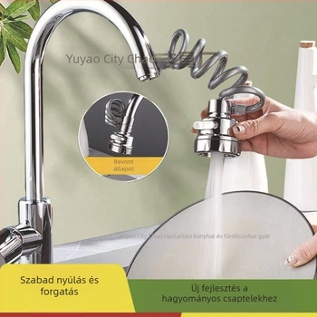 Univerzális konyhai csaptele kiemelhető fejjel, háromfokozatú állítható permet, nyomásnövelt áramlás, 360°-ban forgó, cseppmentesség (keramikus szeleptest; ABS anyag; spirális csatlakozás; egységes kapcsolódás; elektroplattolt felület)