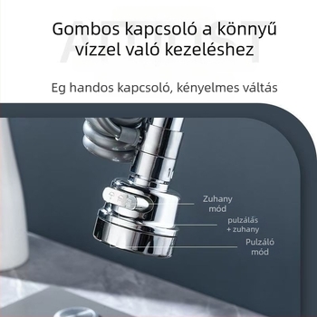 Univerzális konyhai csaptele kiemelhető fejjel, háromfokozatú állítható permet, nyomásnövelt áramlás, 360°-ban forgó, cseppmentesség (keramikus szeleptest; ABS anyag; spirális csatlakozás; egységes kapcsolódás; elektroplattolt felület)